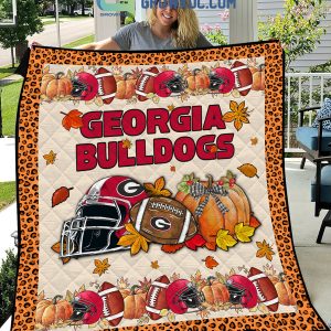 Georgia Bulldogs NCAA Football Welcome Fall Pumpkin Halloween Fleece Blanket Quilt