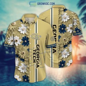 Georgia Tech Yellow Jackets NCAA Flower Hawaiian Shirt