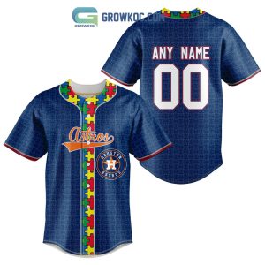 Houston Astros MLB Fearless Against Autism Personalized Baseball Jersey