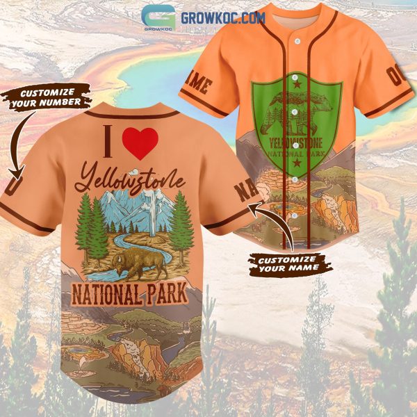 I Love Yellowstone National Park Personalized Baseball Jersey