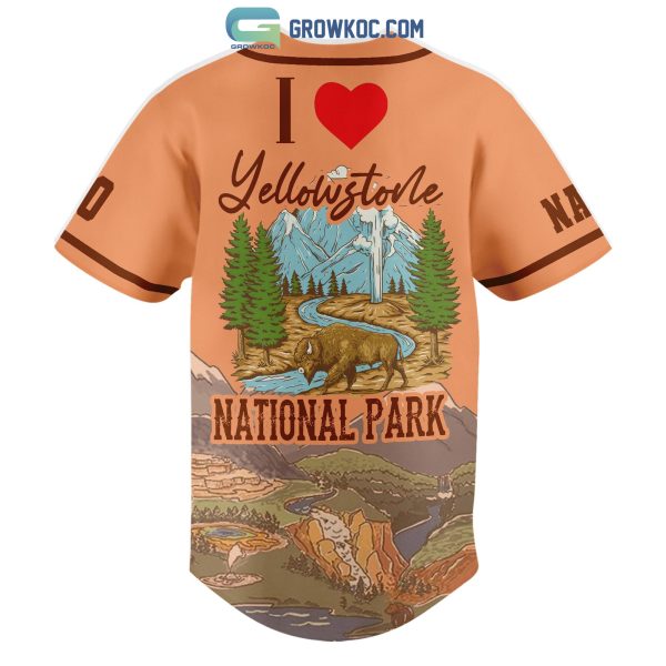 I Love Yellowstone National Park Personalized Baseball Jersey