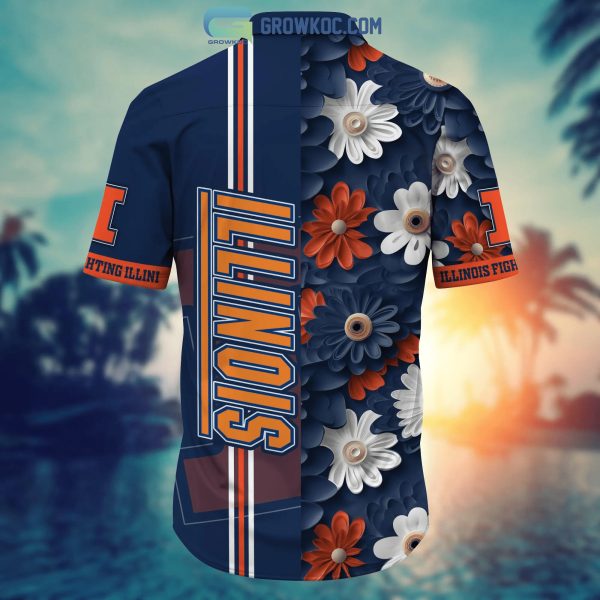 Illinois Fighting Illini NCAA Flower Hawaiian Shirt