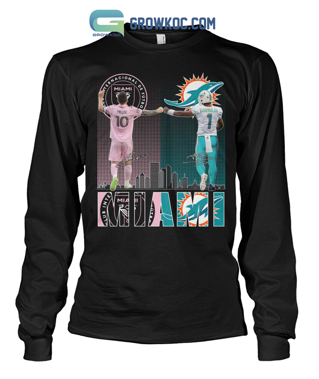 Inter Miami Messi And Dolphins Tagovailod City Champions T Shirt - Growkoc