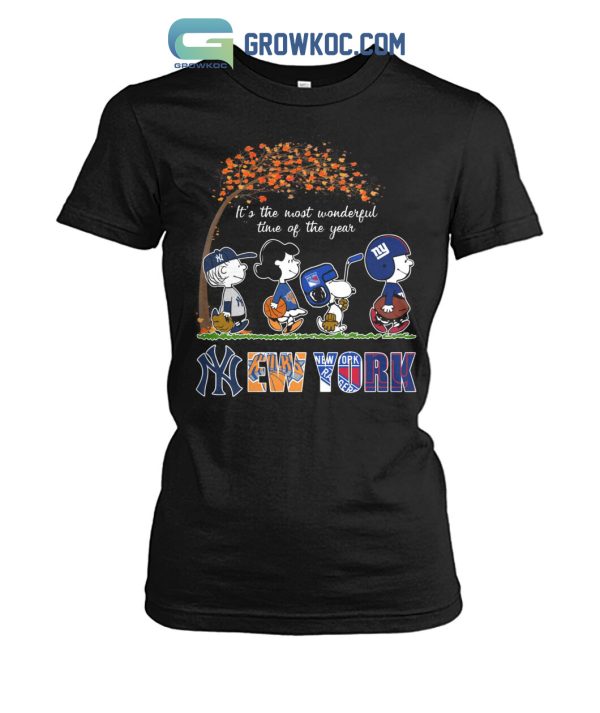 It’s The Most Wonderful Time Of The Year New York Yankees Knicks Rangers And Giants T Shirt