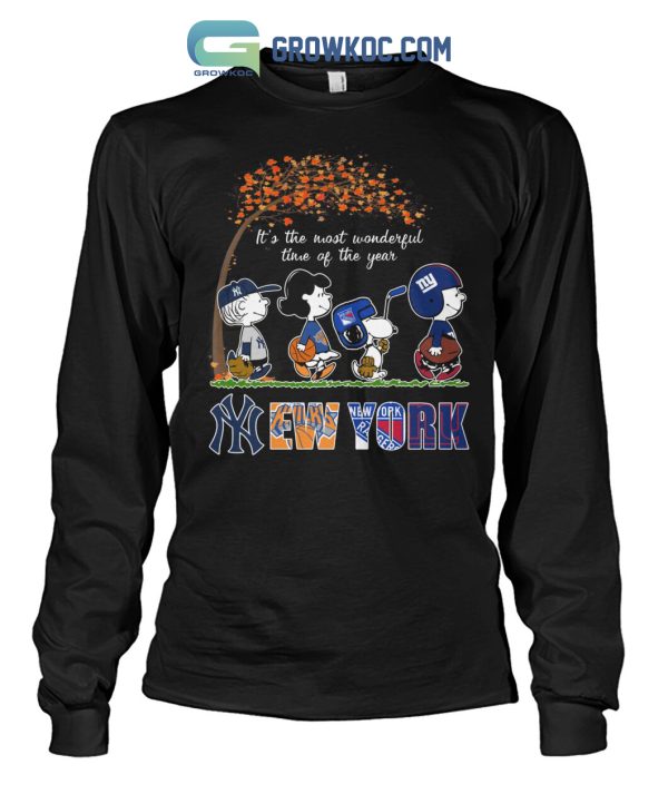 It’s The Most Wonderful Time Of The Year New York Yankees Knicks Rangers And Giants T Shirt