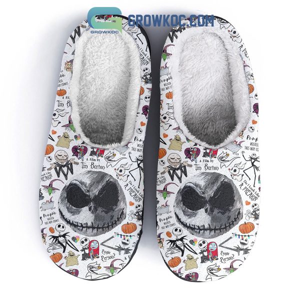 Jack Skellington Pumpkin Wicked This Way Comes Film By Tim Burton House Slippers