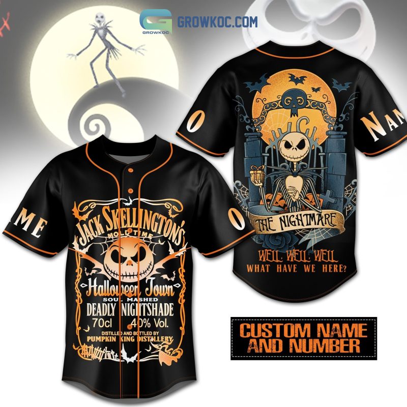 Custom Halloween Baseball Jerseypersonalized Jack & Sally 