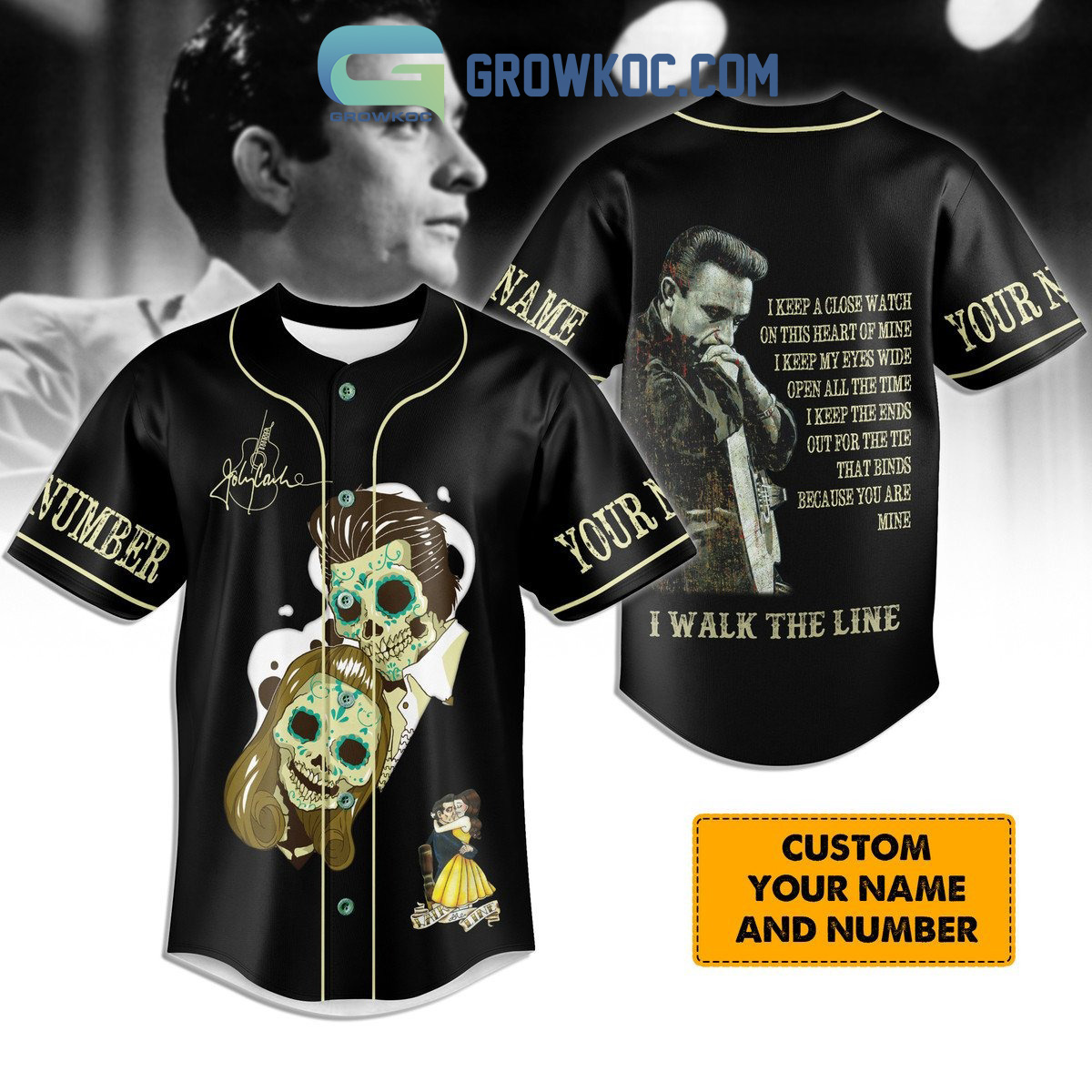 Johnny Cash I Walk The Line Personalized Baseball Jersey - Growkoc