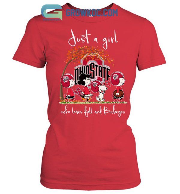 Just A Girl Who Loves Fall And Buckeyes T Shirt