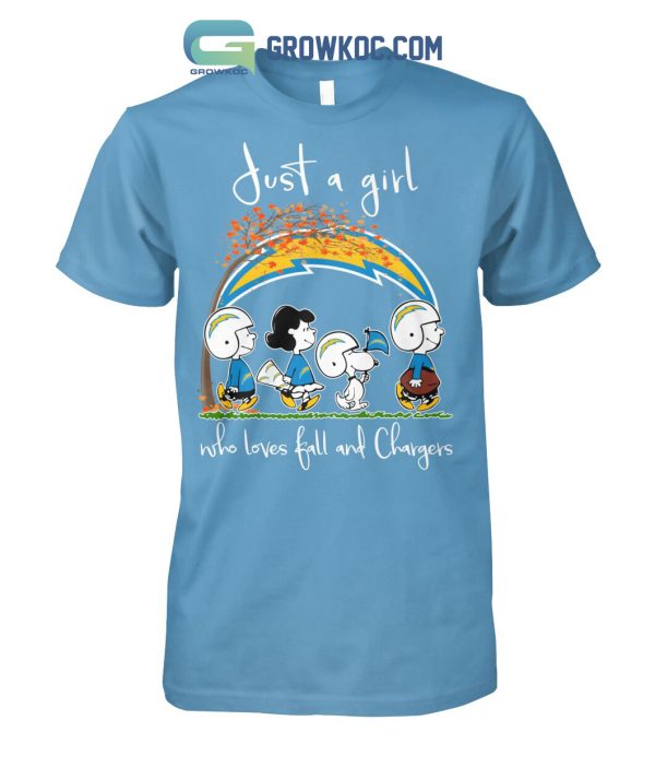 Just A Girl Who Loves Fall And Chargers T Shirt