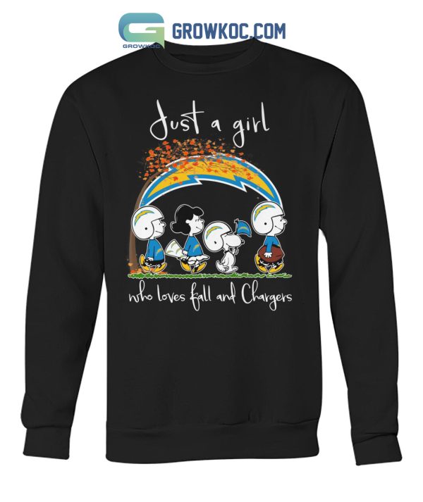 Just A Girl Who Loves Fall And Chargers T Shirt