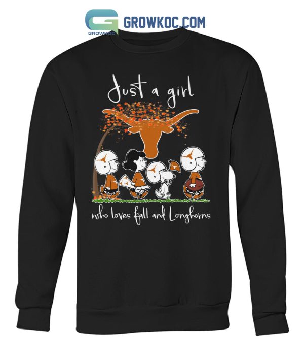 Just A Girl Who Loves Fall And Longhorns T Shirt