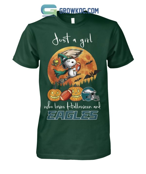 Just A Girl Who Loves Halloween and Eagles T Shirt