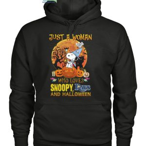 Just A Woman Who Loves Snoopy Rays And Halloween T Shirt