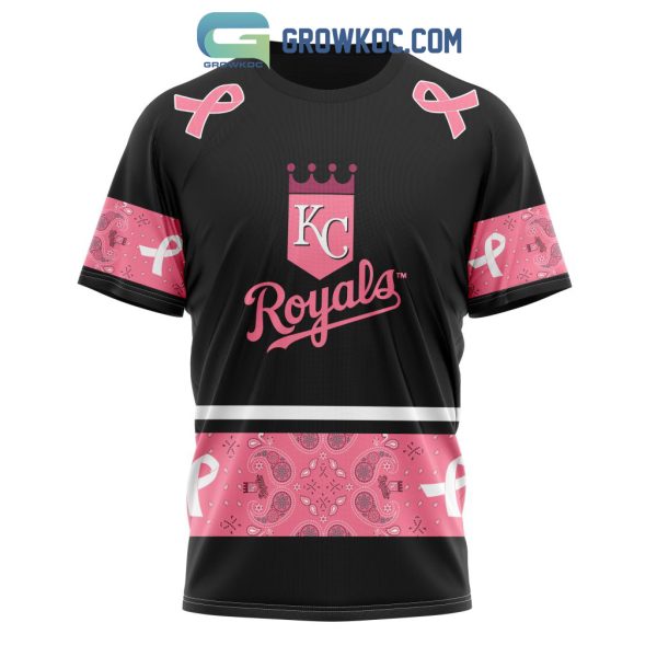 Kansas City Royals MLB In Classic Style With Paisley In October We Wear Pink Breast Cancer Hoodie T Shirt
