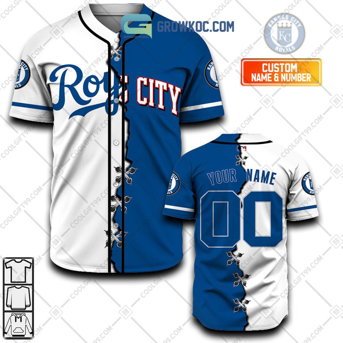 Kansas City Royals MLB Personalized Mix Baseball Jersey - Growkoc