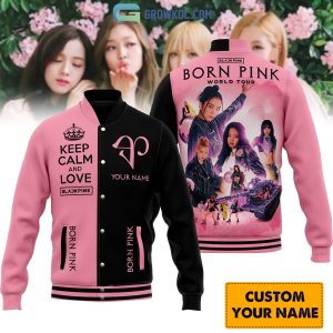 Keep Calm And Love Black Pink Personalized Baseball Jacket