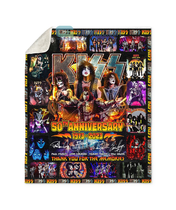Kiss 50th Anniversary 1973 2023 All Album Memories Fleece Blanket Quilt