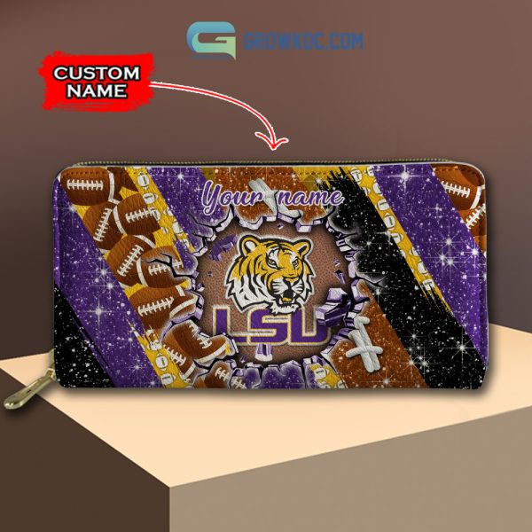LSU Tigers Personalized Diamond Design Women Handbags and Woman Purse Wallet