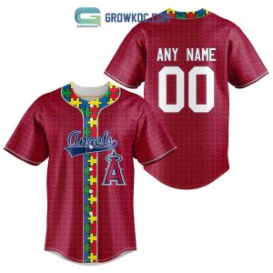 Los Angeles Angels Of Anaheim MLB Fearless Against Autism Personalized Baseball Jersey