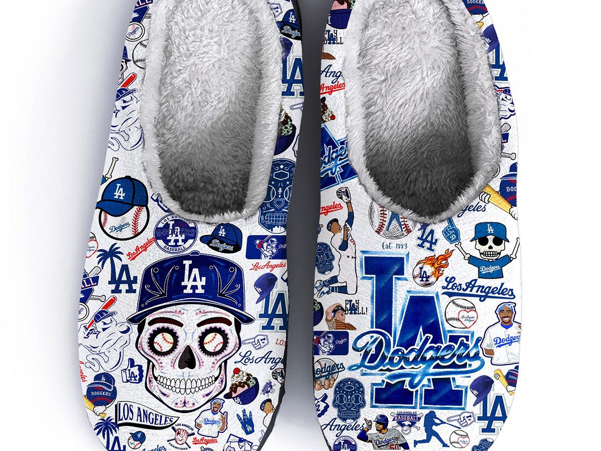 Los Angeles Dodgers Baseball Skull House Slippers - Growkoc