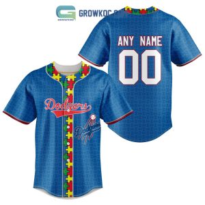 Los Angeles Dodgers MLB Fearless Against Autism Personalized Baseball Jersey