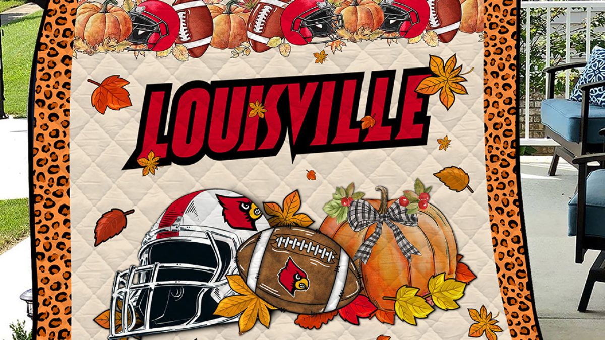 Louisville Cardinals NCAA Football Welcome Fall Pumpkin Halloween Fleece  Blanket Quilt - Growkoc
