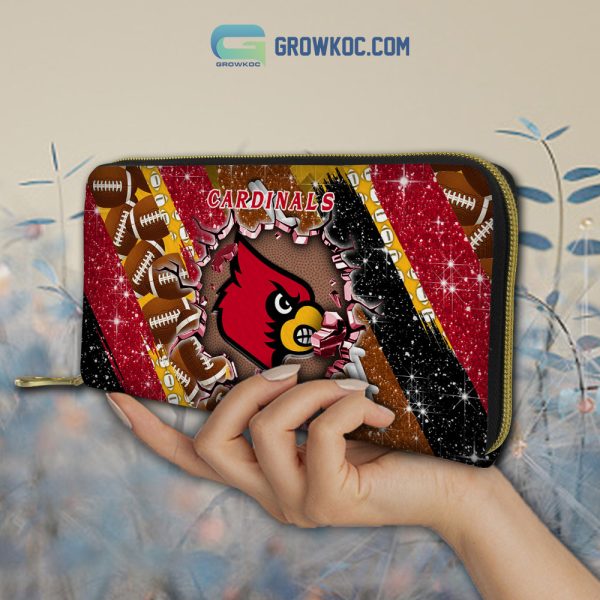 Louisville Cardinals Personalized Diamond Design Women Handbags and Woman Purse Wallet