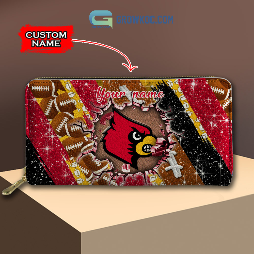 Brown Louisville Cardinals Personalized Front Pocket Wallet