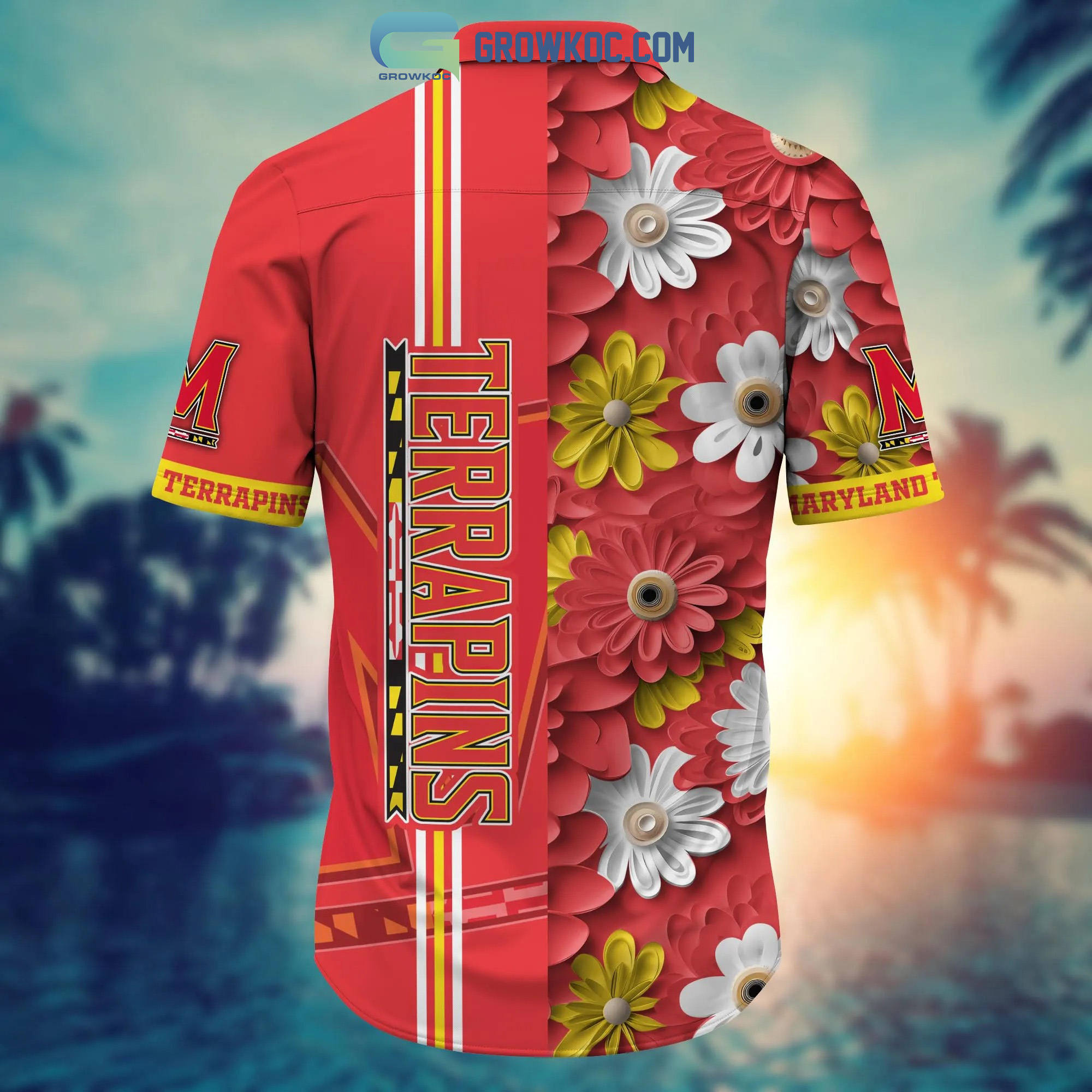 Maryland Flag Floral / Hawaiian Shirt