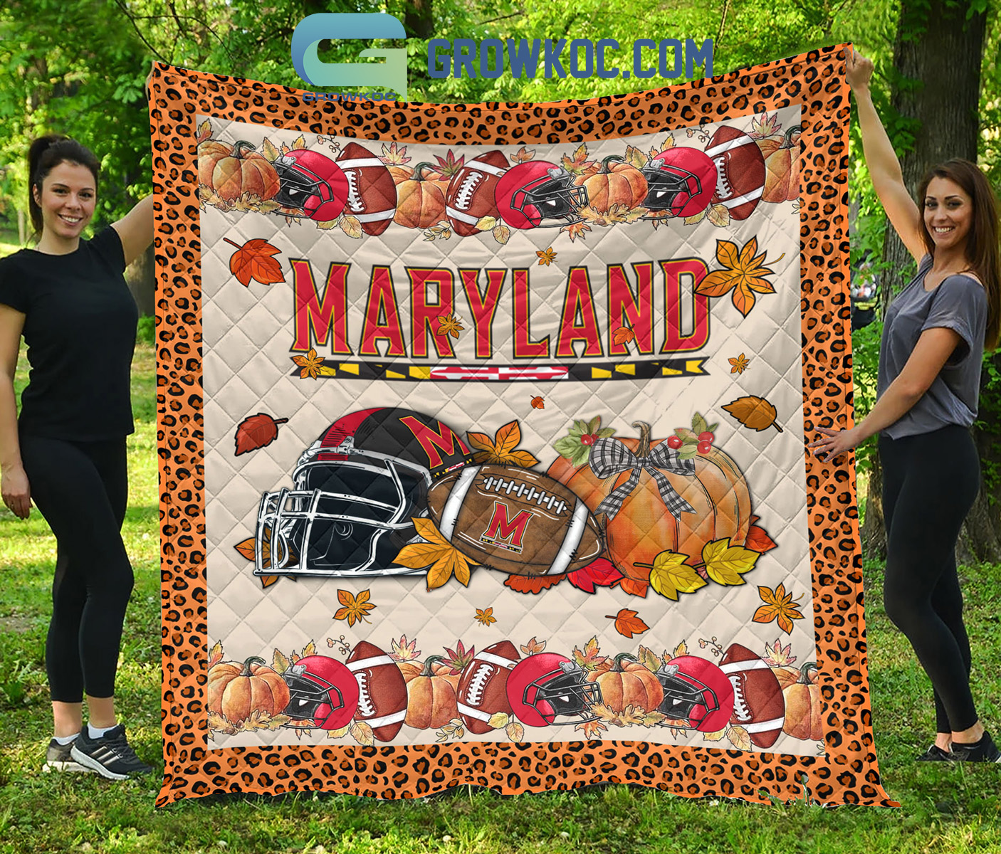 Maryland Terrapins NCAA Football Welcome Fall Pumpkin Halloween Fleece Blanket Quilt