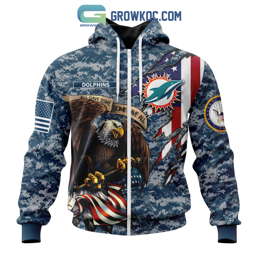 Miami Dolphins NFL Honor US Navy Veterans All Gave Some Some Gave All  Personalized Hoodie T Shirt - Growkoc