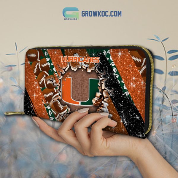 Miami Hurricanes Personalized Diamond Design Women Handbags and Woman Purse Wallet