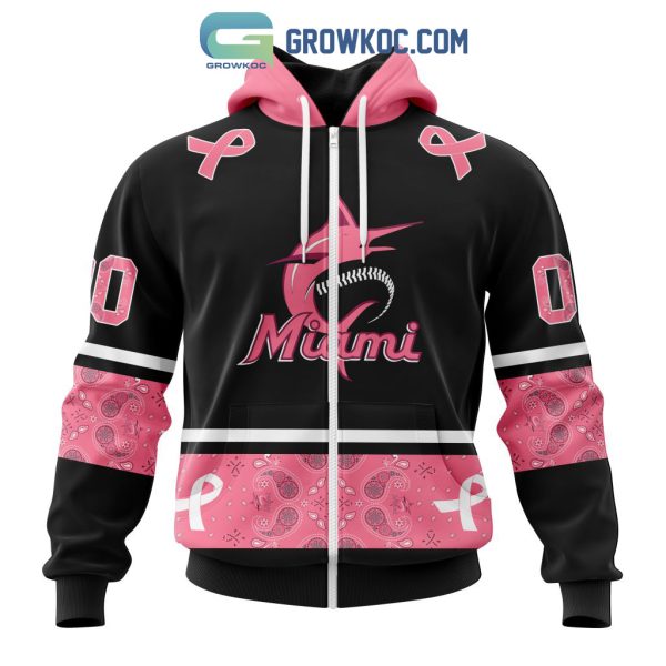 Miami Marlins MLB In Classic Style With Paisley In October We Wear Pink Breast Cancer Hoodie T Shirt