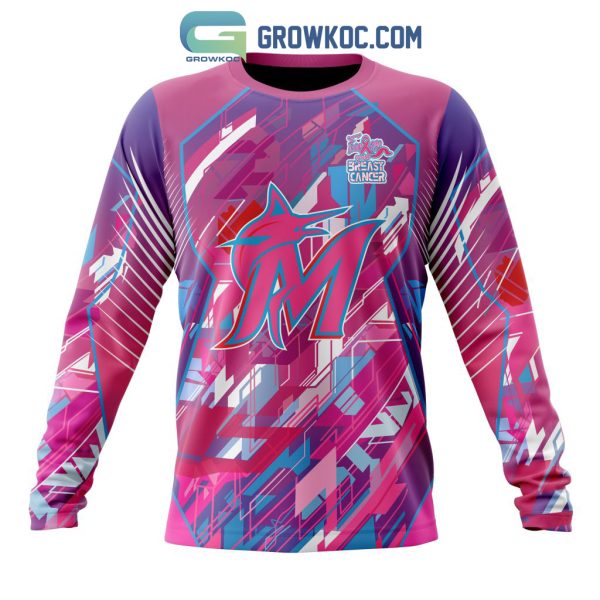Miami Marlins Mlb Special Design I Pink I Can! Fearless Against Breast Cancer Hoodie T Shirt