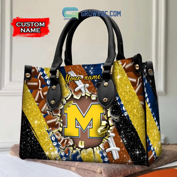 Michigan Wolverines Personalized Diamond Design Women Handbags and Woman Purse Wallet