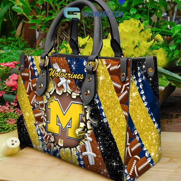 Michigan Wolverines Personalized Diamond Design Women Handbags and Woman Purse Wallet