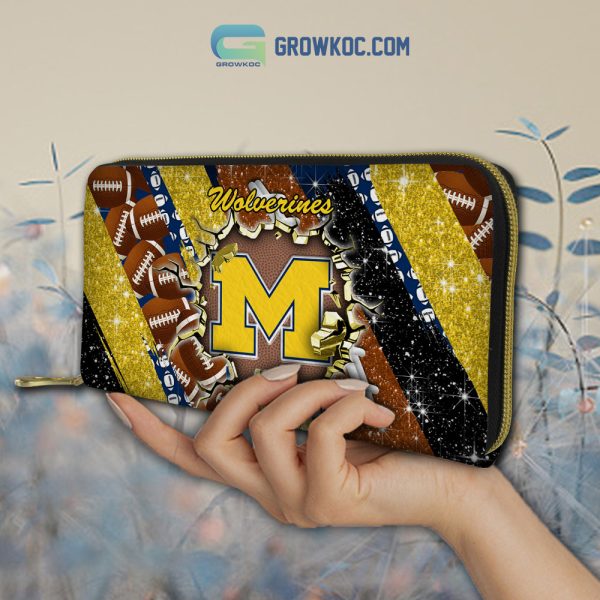 Michigan Wolverines Personalized Diamond Design Women Handbags and Woman Purse Wallet