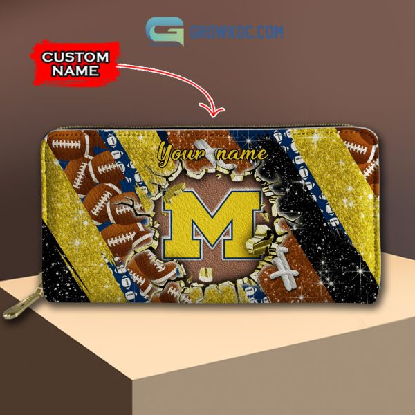 Michigan Wolverines Personalized Diamond Design Women Handbags and Woman Purse Wallet