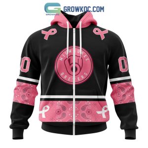 Milwaukee Brewers MLB In Classic Style With Paisley In October We Wear Pink Breast Cancer Hoodie T Shirt