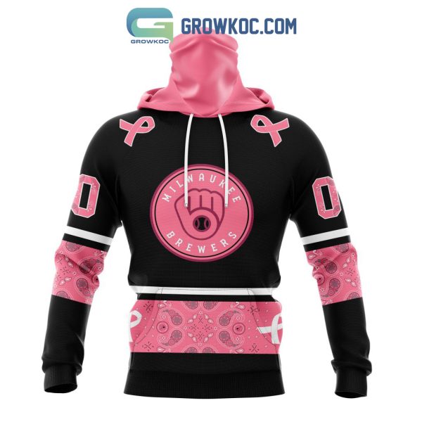 Milwaukee Brewers MLB In Classic Style With Paisley In October We Wear Pink Breast Cancer Hoodie T Shirt