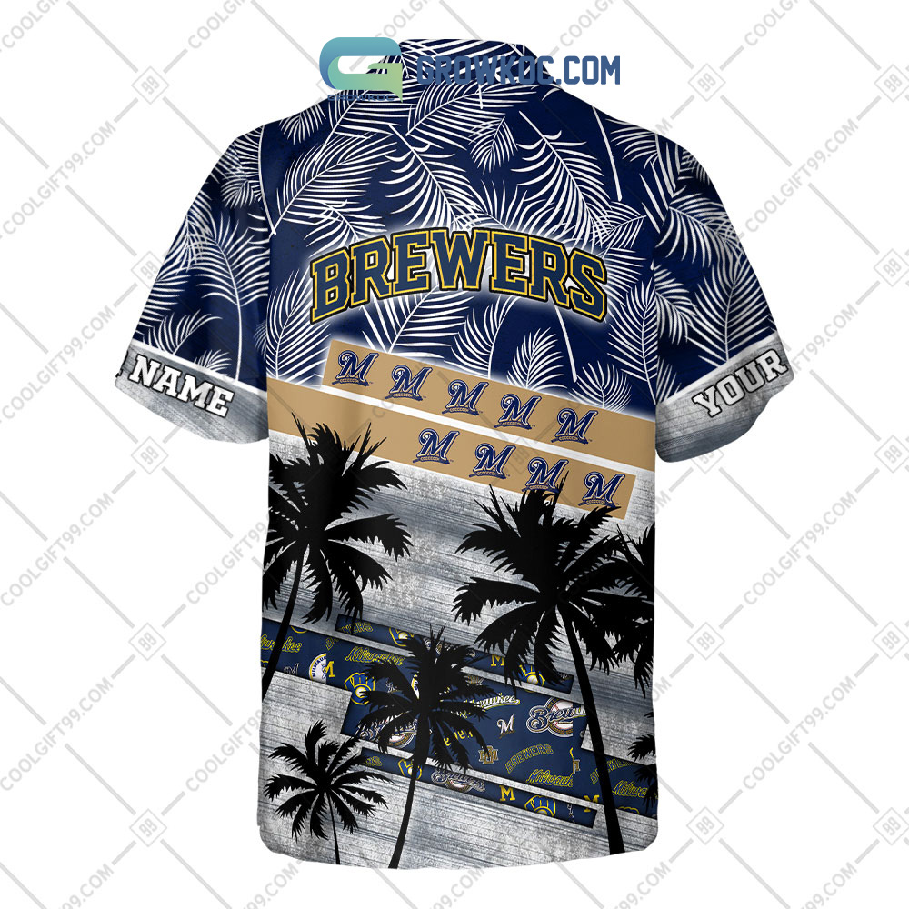 Milwaukee Brewers Hawaiian Shirt Cool Tiki Palm Tree Custom Hawaiian Shirts  - Upfamilie Gifts Store