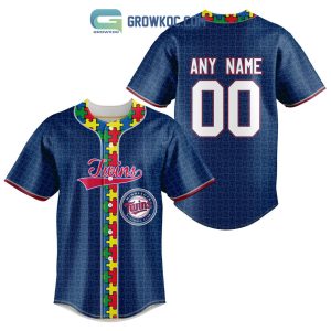 Minnesota Twins MLB Fearless Against Autism Personalized Baseball Jersey