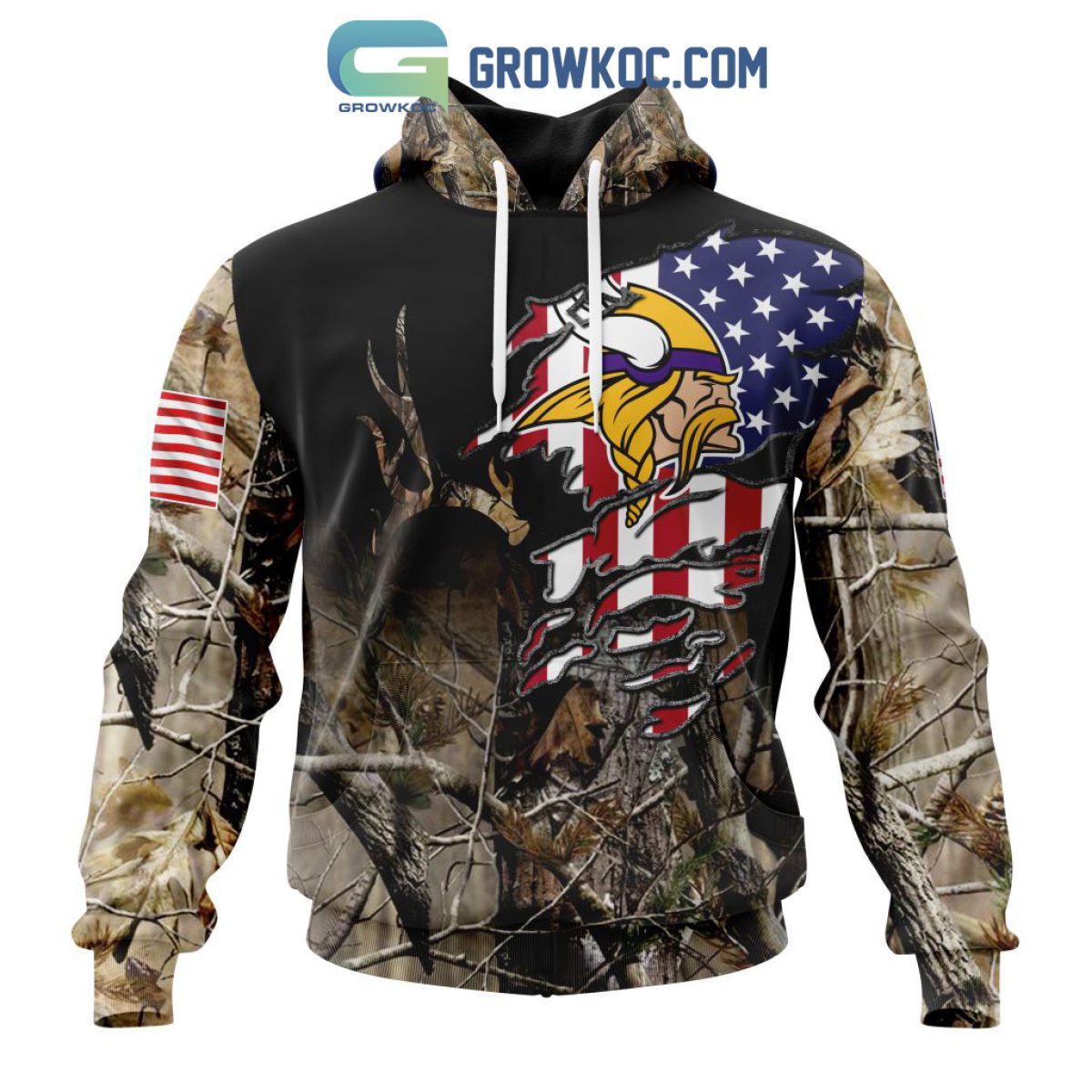 Minnesota Vikings Hunting Camo Hoodie - Teexpace