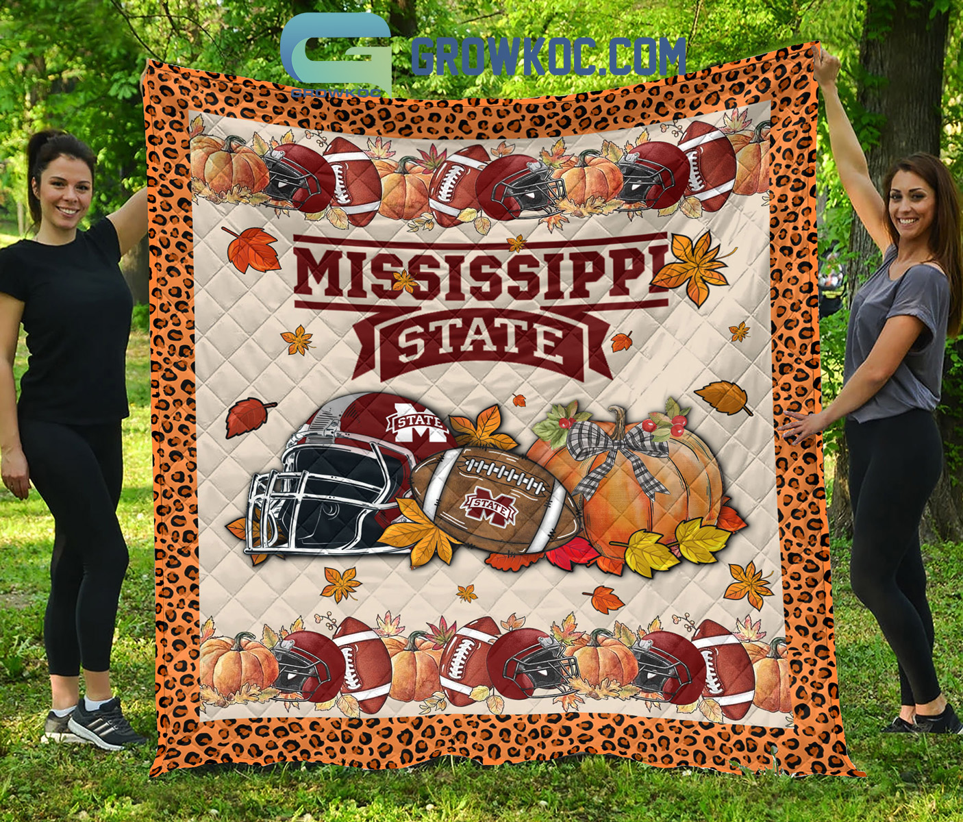 Mississippi State Bulldogs NCAA Football Welcome Fall Pumpkin Halloween Fleece Blanket Quilt