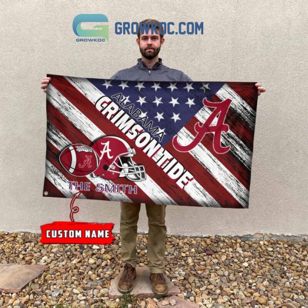 NCAA Alabama Crimson Tide Custom Name USA House Garden Flag