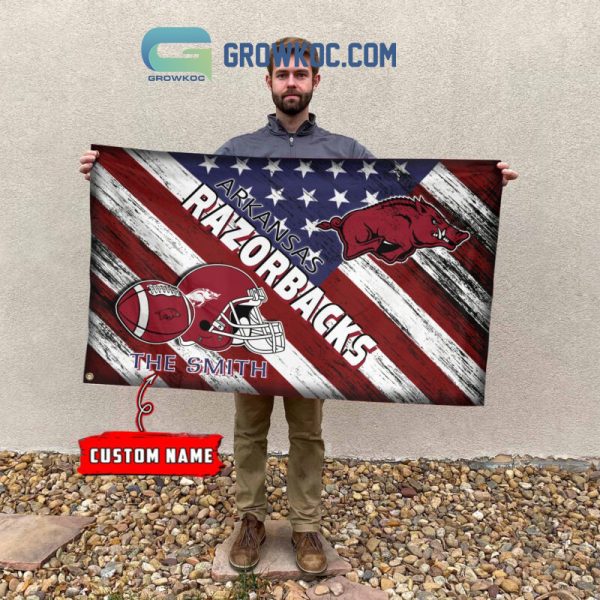 NCAA Arkansas Razorbacks Custom Name USA House Garden Flag