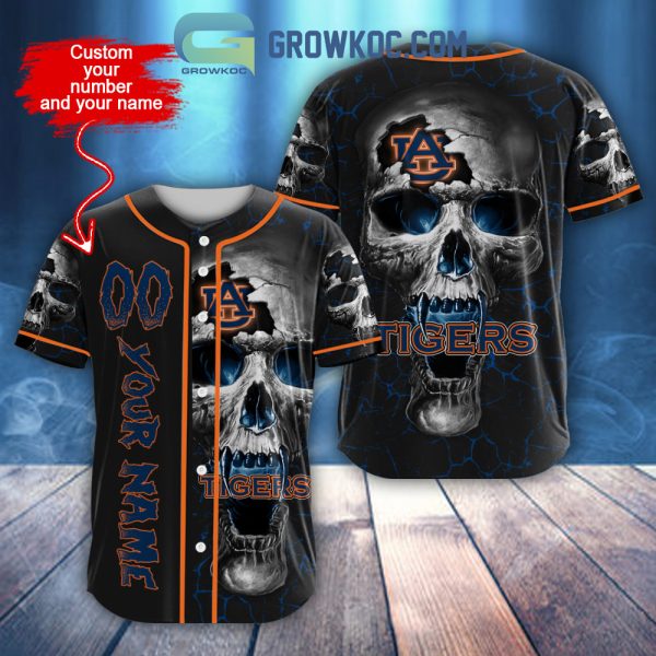 NCAA Auburn Tigers Personalized Skull Design Baseball Jersey