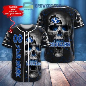 NCAA BYU Cougars Personalized Skull Design Baseball Jersey