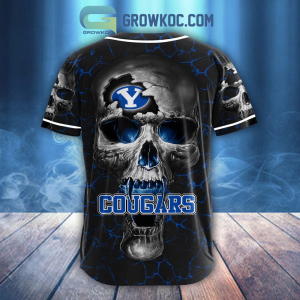 NCAA BYU Cougars Personalized Skull Design Baseball Jersey